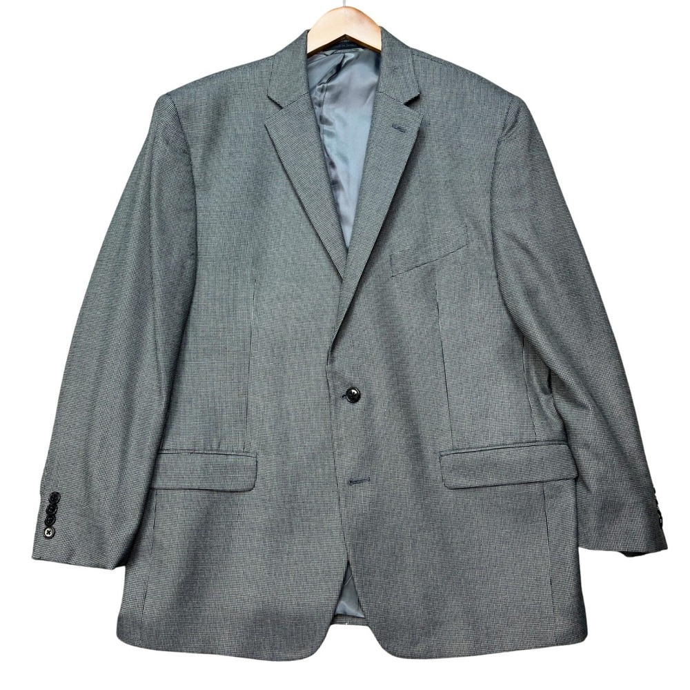 Lauren Ralph Lauren Mens 44R Grey Micro Houndstooth Two Button Blazer Sport Coat